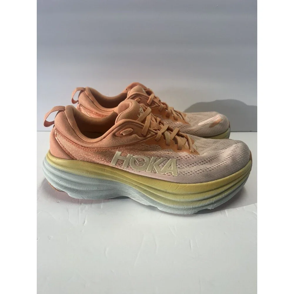 Hoka One One Bondi 8 Peach Shell Coral Running Shoes Womens Size 10B 1117952SCPP